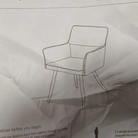 BOXED SET OF 2 GREY FAUX LEATHER DINING CHAIRS 