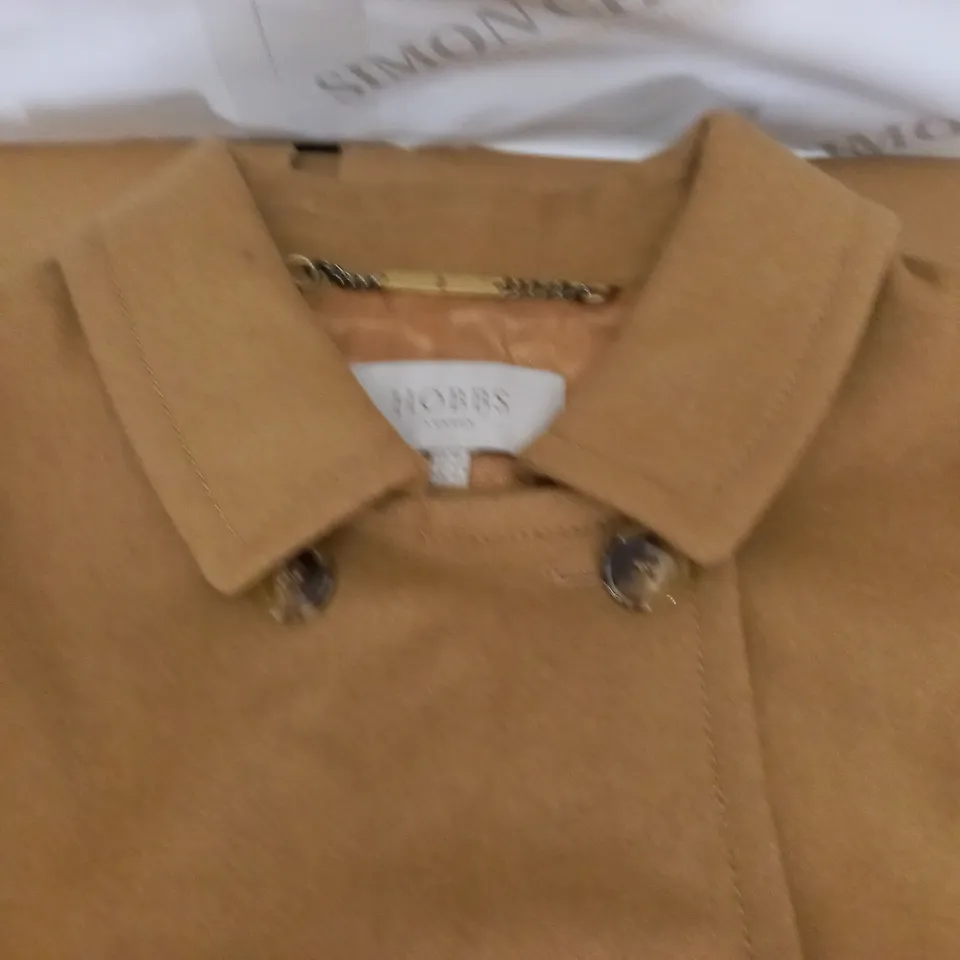 HOBBS LONDON BROWN BUTTON FRONT COLLARED COAT - UK 18