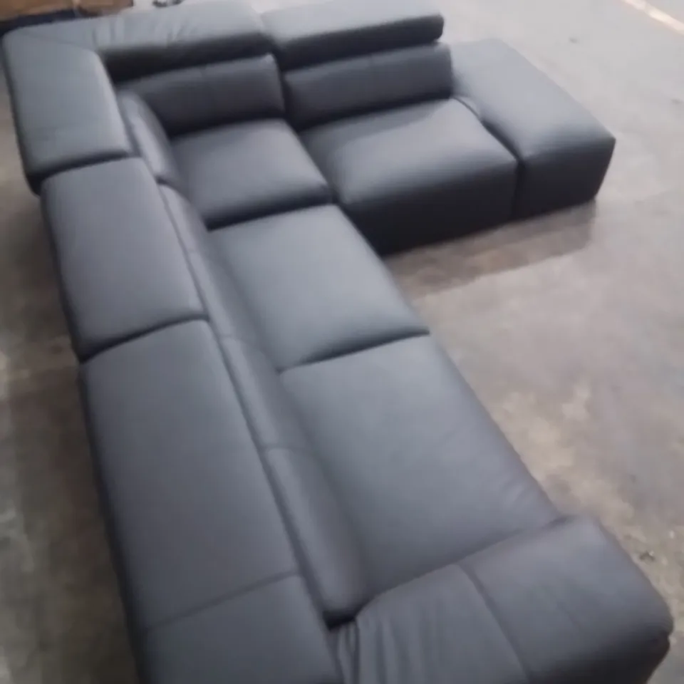 QUALITY DESIGNER FAUX LEATHER BLACK HEADREST RECLINER CORNER SOFA
