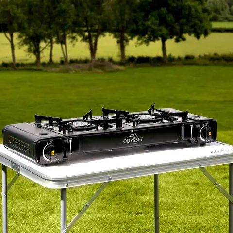 BRAND NEW BOXED ODYSSEY CAMPING GAS STOVE DOUBLE - SLPGSDBL02 (1 BOX)