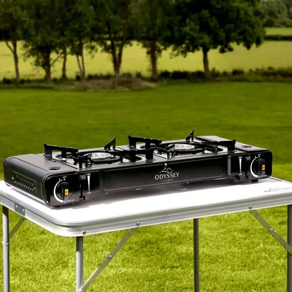 BRAND NEW BOXED ODYSSEY CAMPING GAS STOVE DOUBLE - SLPGSDBL02 (1 BOX)