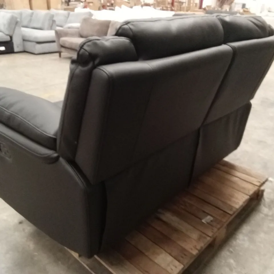 ALBION LUXURY FAUX LEATHER 2 SEATER HIGH BACK MANUAL RECLINER SOFA - BLACK RRP £539