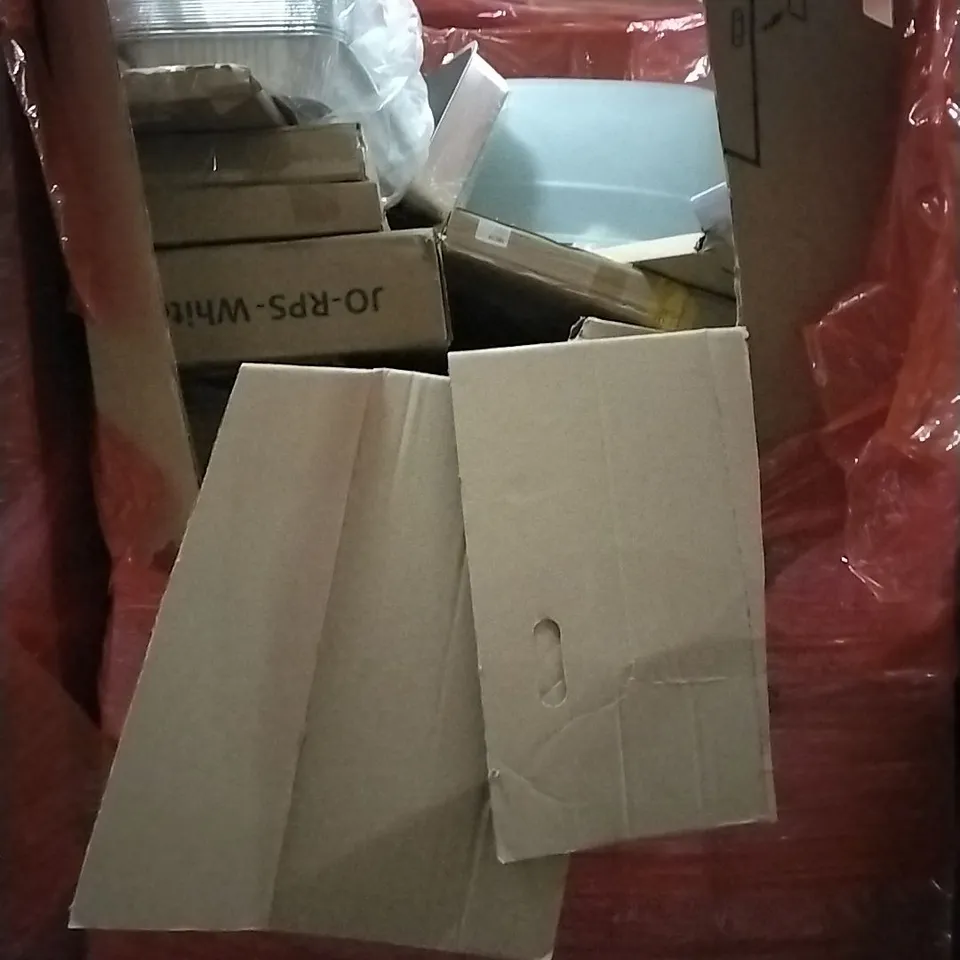 PALLET OF HOUSEHOLD ITEMS TO INCLUDE TURNTABLE SYSTEM, FOOT MASSAGER, LAMINATE CUTTER, LAPTOP BAG AND OTHER ASSORTED ITEMS...
