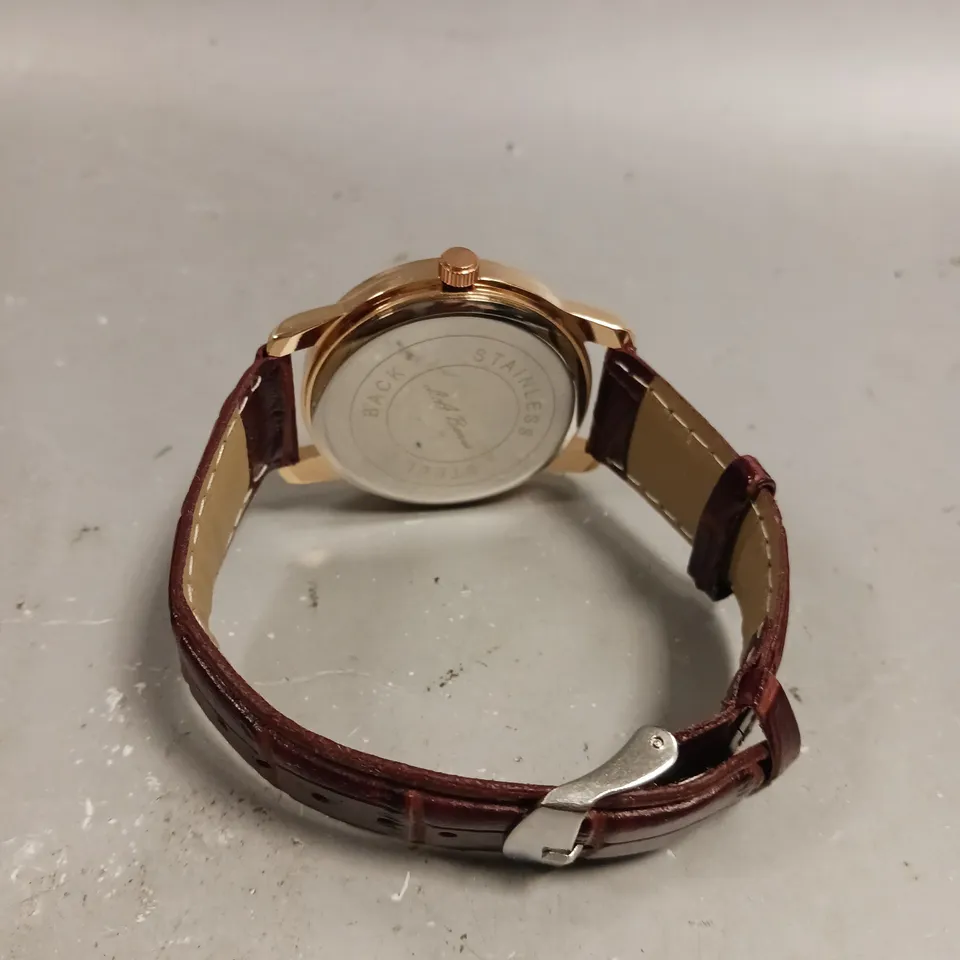 MENS LA BANUS WATCH – GOLD COLOUR CASE – LEATHER STRAP