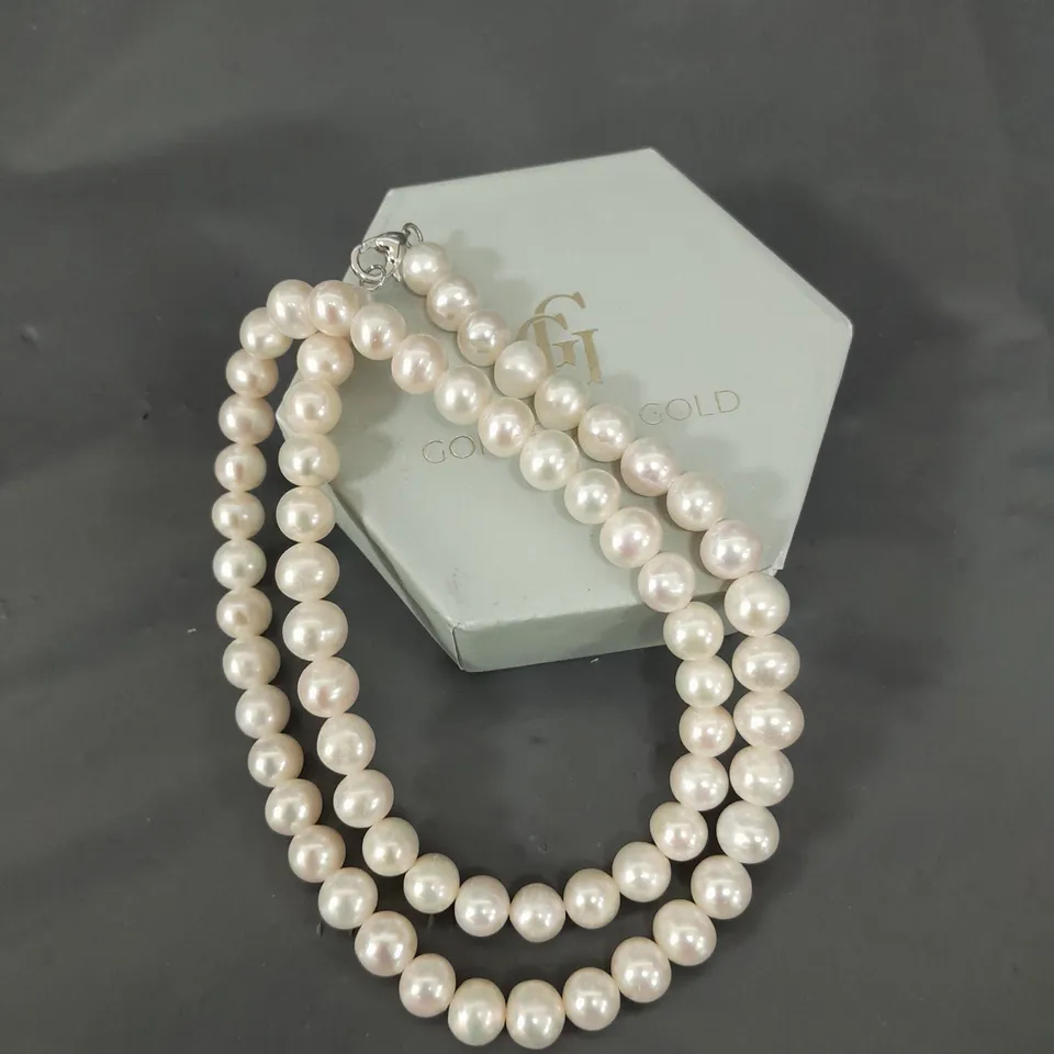 THE LOVE COLLECTION 9 CARAT WHITE GOLD SINGLE STRAND PEARL NECKLACE