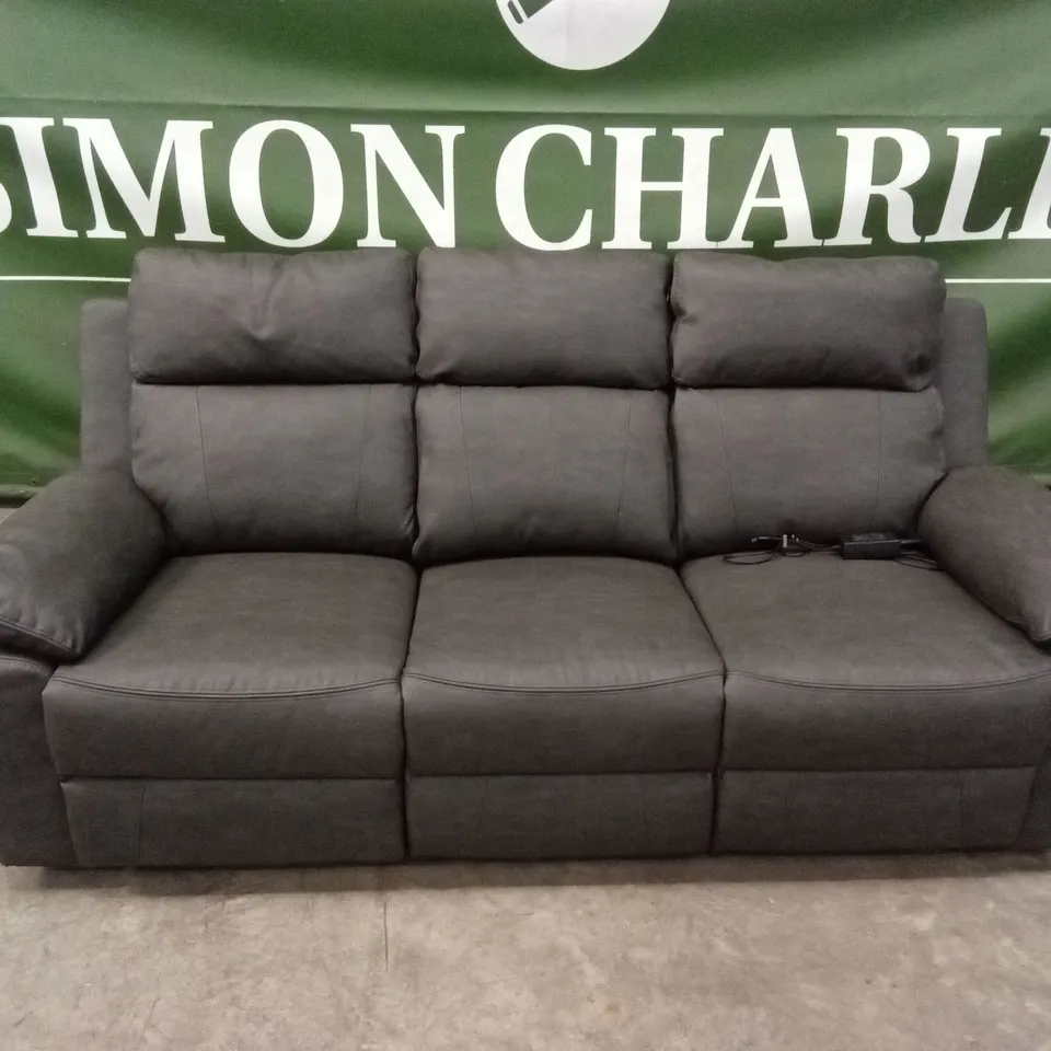 17 STORIES LEATHER 3 SEATER ELECTRIC RECLINER SOFA WITH FOLD-DOWN CENTRE