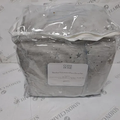 COZEE HOME STARDUST 4 PC VELVETSOFT DUVET SET GREY DOUBLE