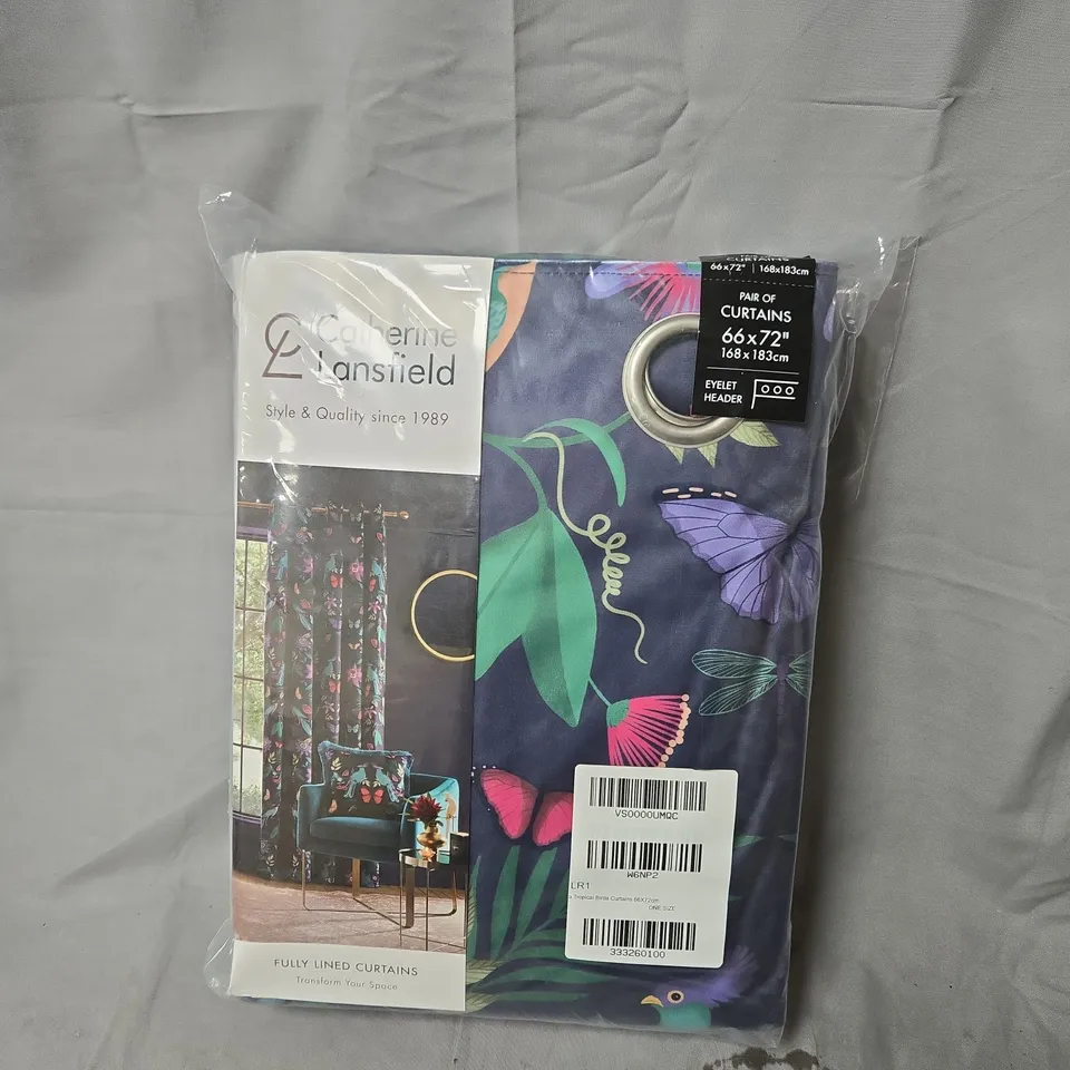 CATHERINE LANSFIELD TROPICAL BIRDS CURTAINS - 66 X 72CM