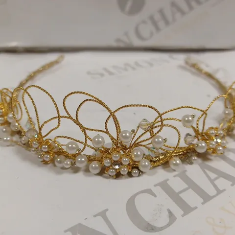 BERKETEX GOLD PEARL TIARA HAIR ACCESSORY