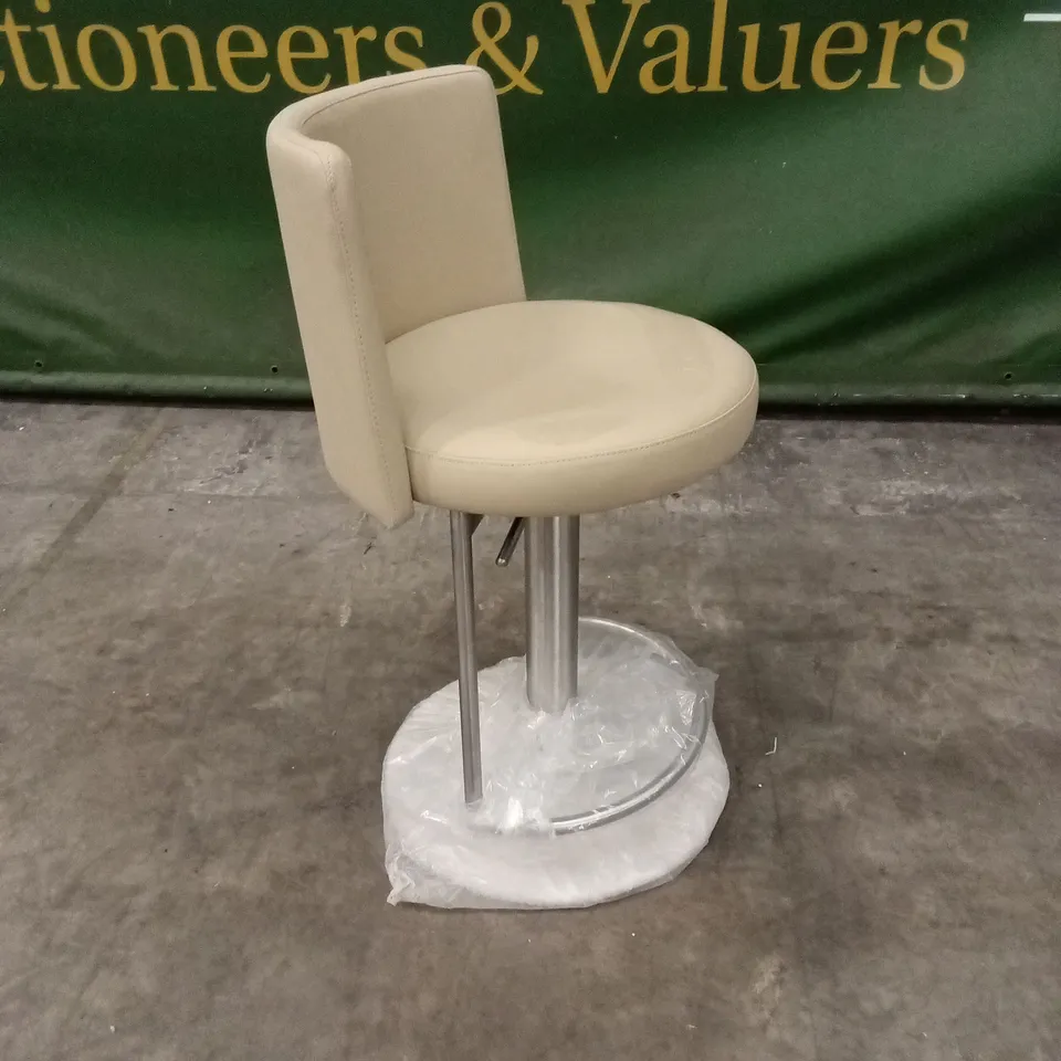 MONZA CREAM PU BAR STOOL WITH STAINLESS STEEL BASE