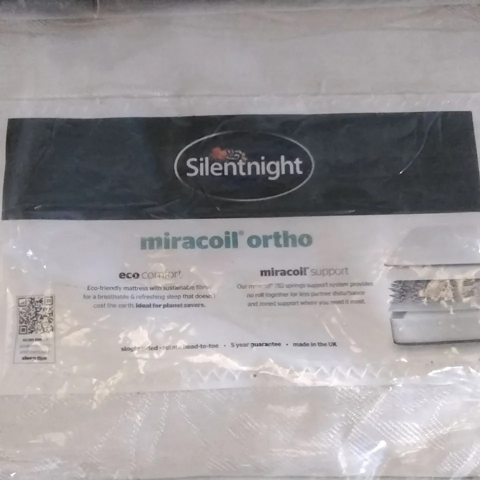 QUALITY BAGGED SILENTNIGHT ECO COMFORT MIRACOIL ORTHO SINGLE 3FT MATTRESS
