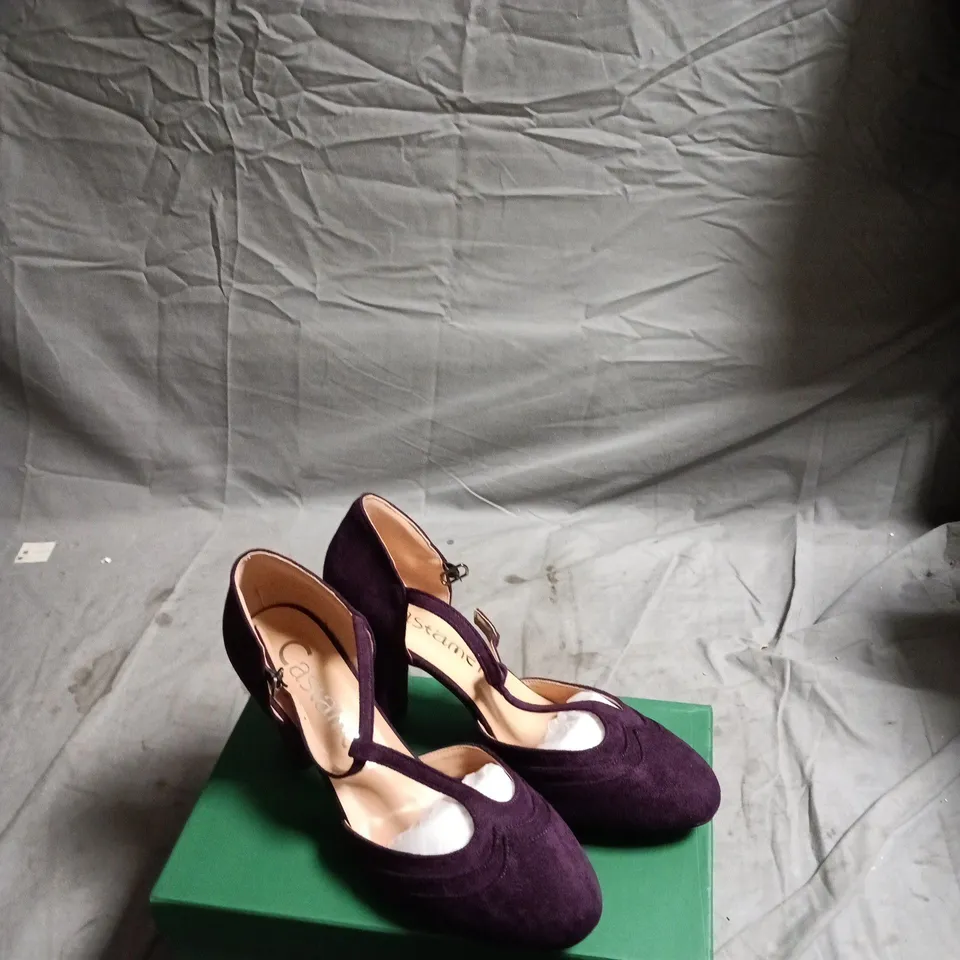PURPLE VELVET ANKLE-STRAP HEELS – WOMEN UK7.5