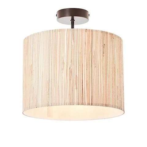 BOXED LUMINOSA LONGSHORE SINGLE SEMI FLUSH CEILING LAMP, NATURAL SEAGRASS, MATT BLACK