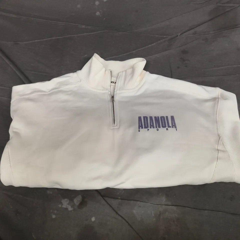 ADANOLA SPORT CROPPED ZIP HOODIE – WHITE - SIZE M