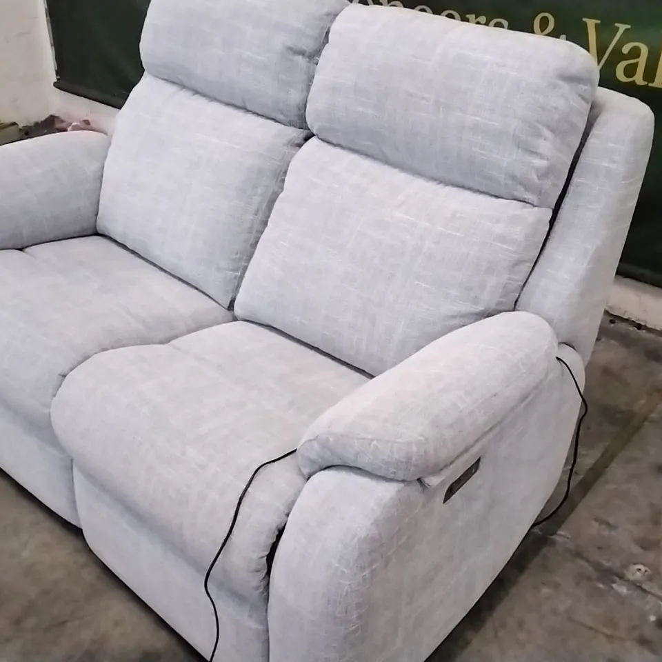 QUALITY BRITISH DESIGNED & MANUFACTURED G PLAN KINGSBURY 2 SEATER POWER RECLINER SOFA BEACH DUCK EGG FABRIC
