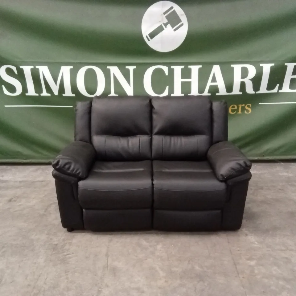 ALBION LUXURY FAUX LEATHER HIGH BACK 2 SEATER SOFA - BLACK RRP £519