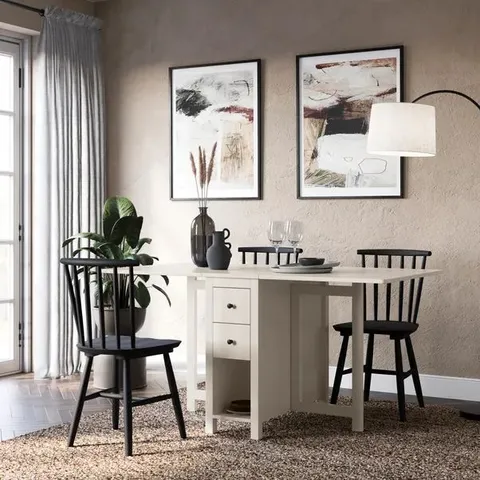 BOXED LYNTON DROP LEAF DINING TABLE - WHITE (1 BOX)