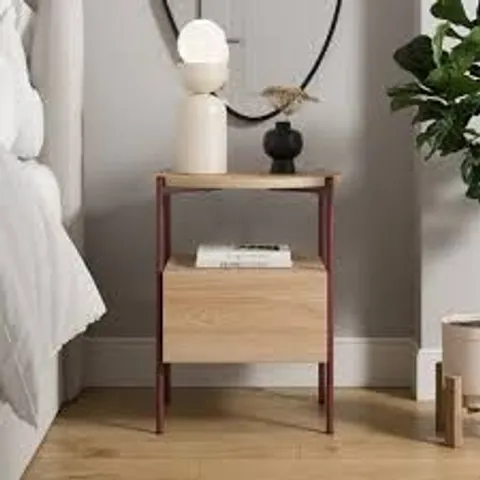 BOXED ELODY BEDSIDE - PLUM AND OAK EFFECT (1 BOX)