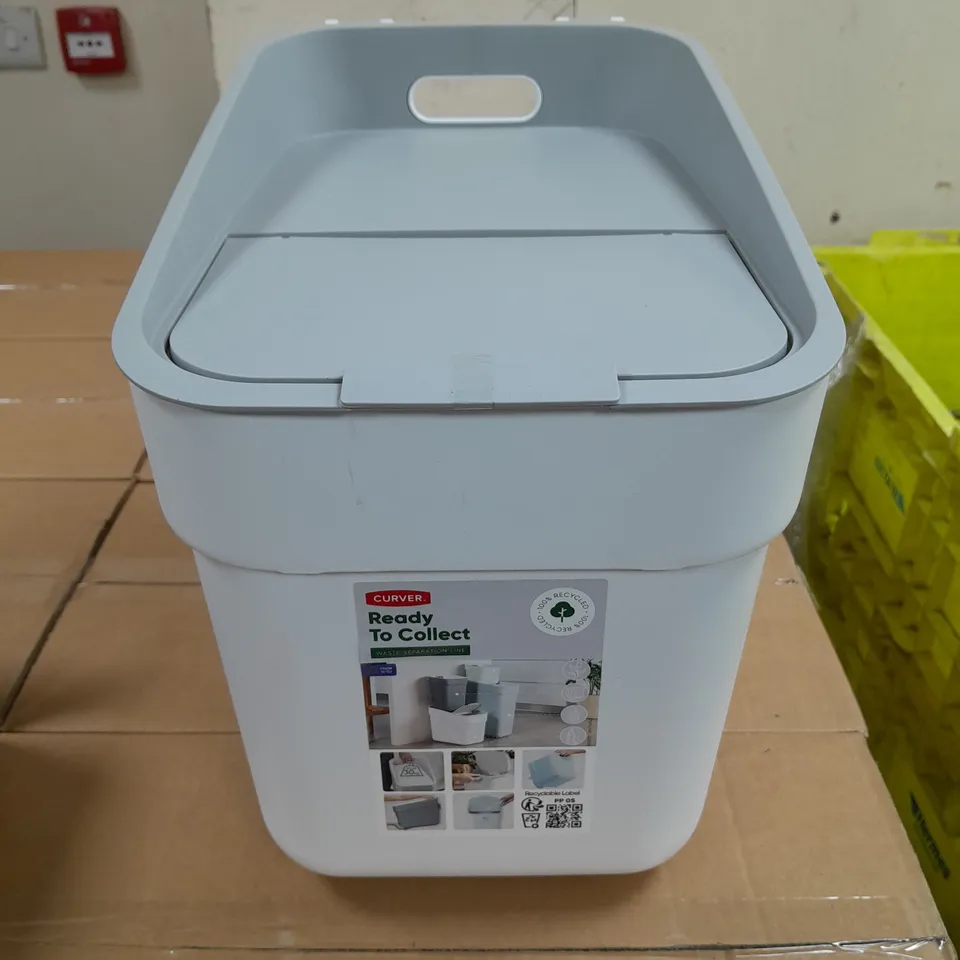 LOT OF 6 CURVER READY TO COLLECT BIN - WHITE - 20L