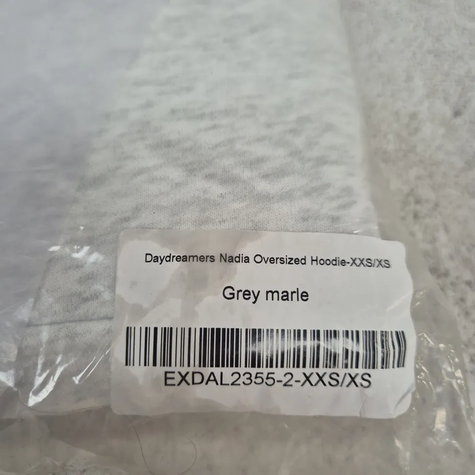 BAGGED WHITE FOX DAYDREAMERS NADIA OVERSIZED HOODIE – GREY MARL, XXS/XS (UK XXS/XS) 