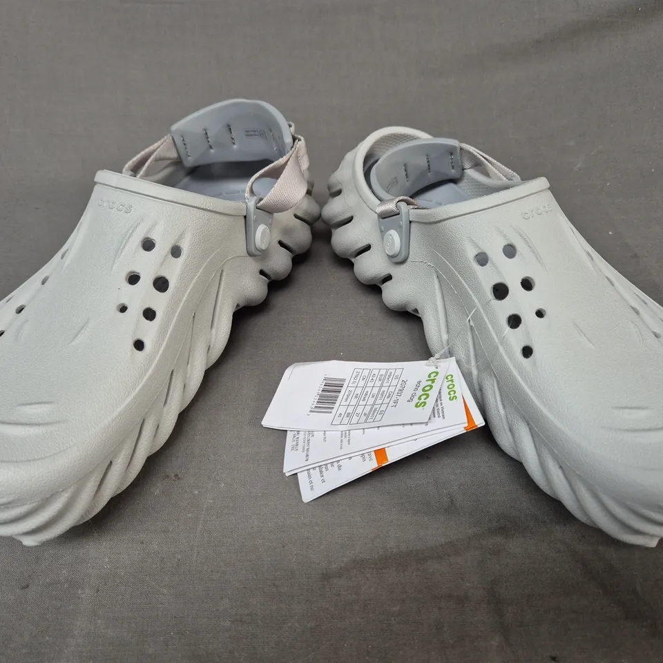 PAIR OF CROCS ECHO CLOGS IN GREY UK SIZE M8/W9