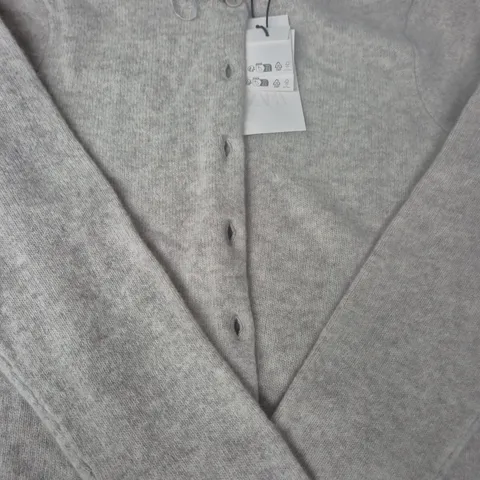ZARA LONG SLEEVE BUTTON UP CARDIGAN IN GREY SIZE UK MEDIUM