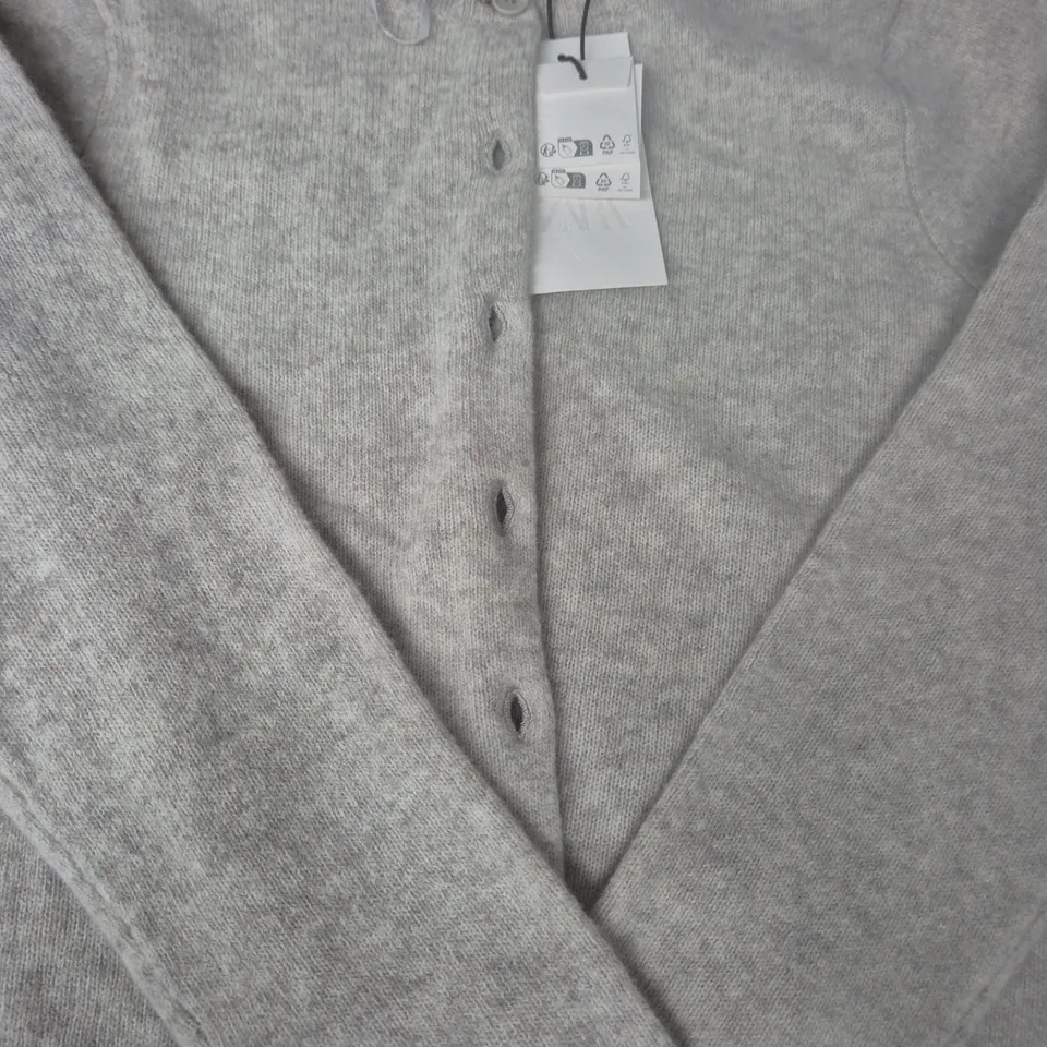 ZARA LONG SLEEVE BUTTON UP CARDIGAN IN GREY SIZE UK MEDIUM