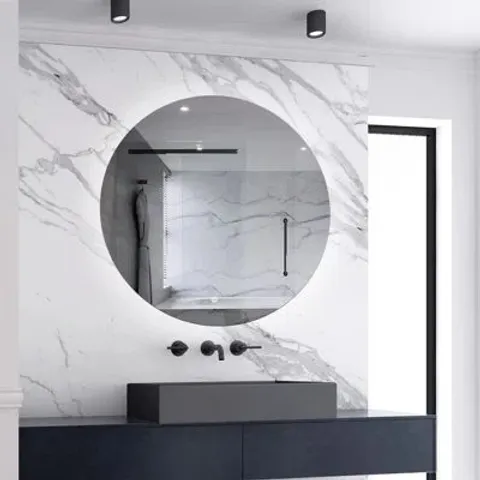 BOXED 70cm ROUND LED BATHROOM MIRROR WITH 3 COLOURS, ADJUSTABLE BRIGHTNESS, ANTI-FOG (1 BOX)