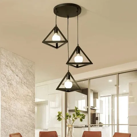 BOXED RAELYN 3-LIGHT CLUSTER GEOMETRIC PENDANT
