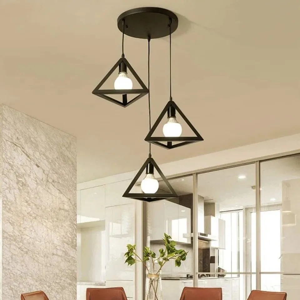 BOXED RAELYN 3-LIGHT CLUSTER GEOMETRIC PENDANT