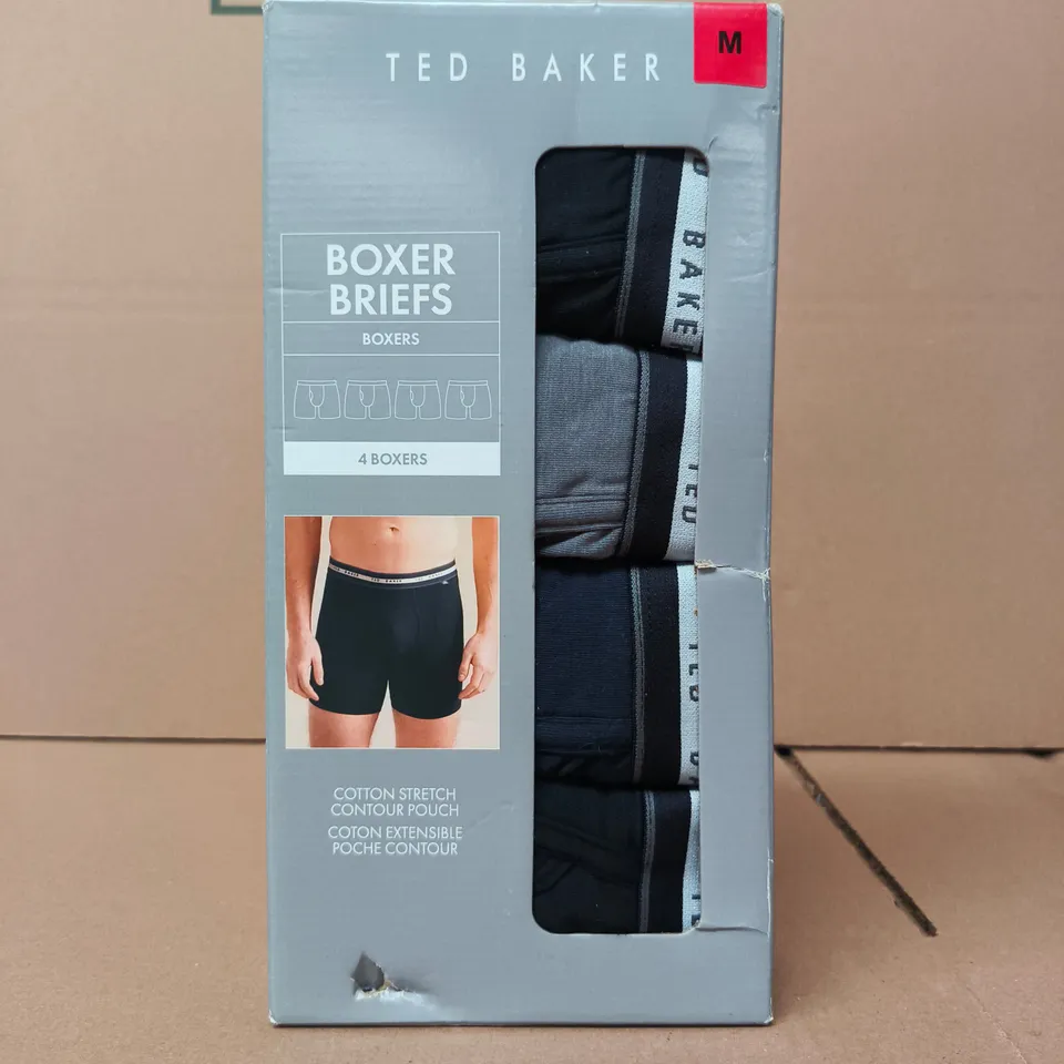 BOXED TED BAKER PACK OF 4 BOXER BRIEFS IN VARIOUS COLOURS SIZE MEDIUM