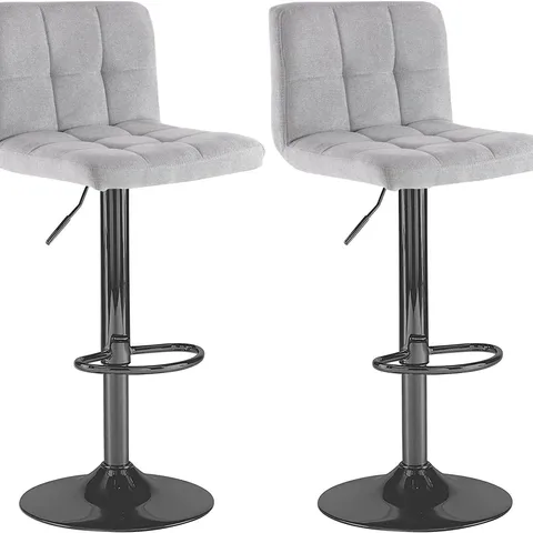 BOXED NEO 2X FAUX LEATHER CUBAN SWIVEL BAR STOOLS WITH A MATT BLACK LEGS - GREY (1 BOX)