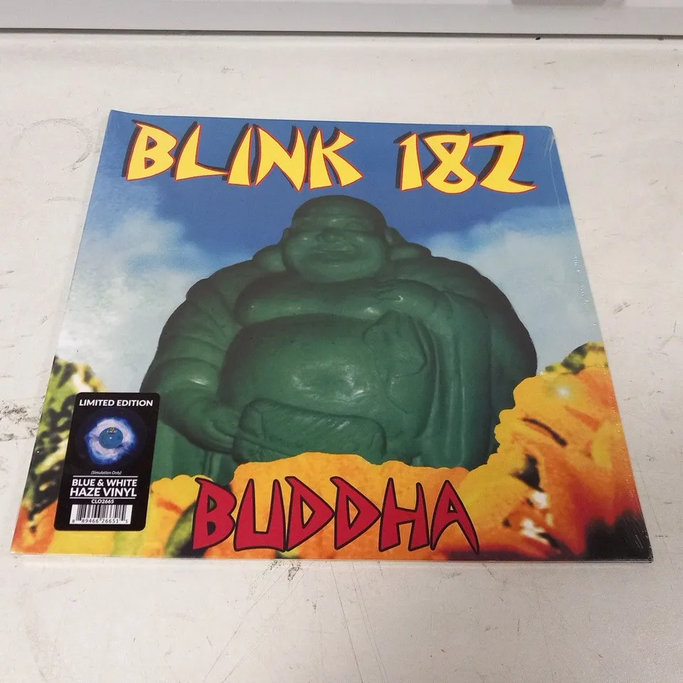 BLINK 182 LIMITED EDITION BLUE AND WHITE HAZE VINYL BUDDHA LP