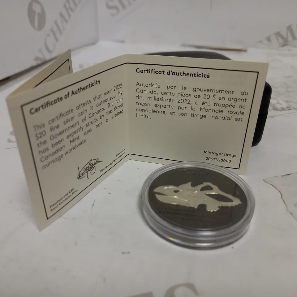 ROYAL CANADIAN MINT 2022 $20 FINE SILVER COIN DISCOVERING DINOSAURS MERCURY'S HORNED FACE