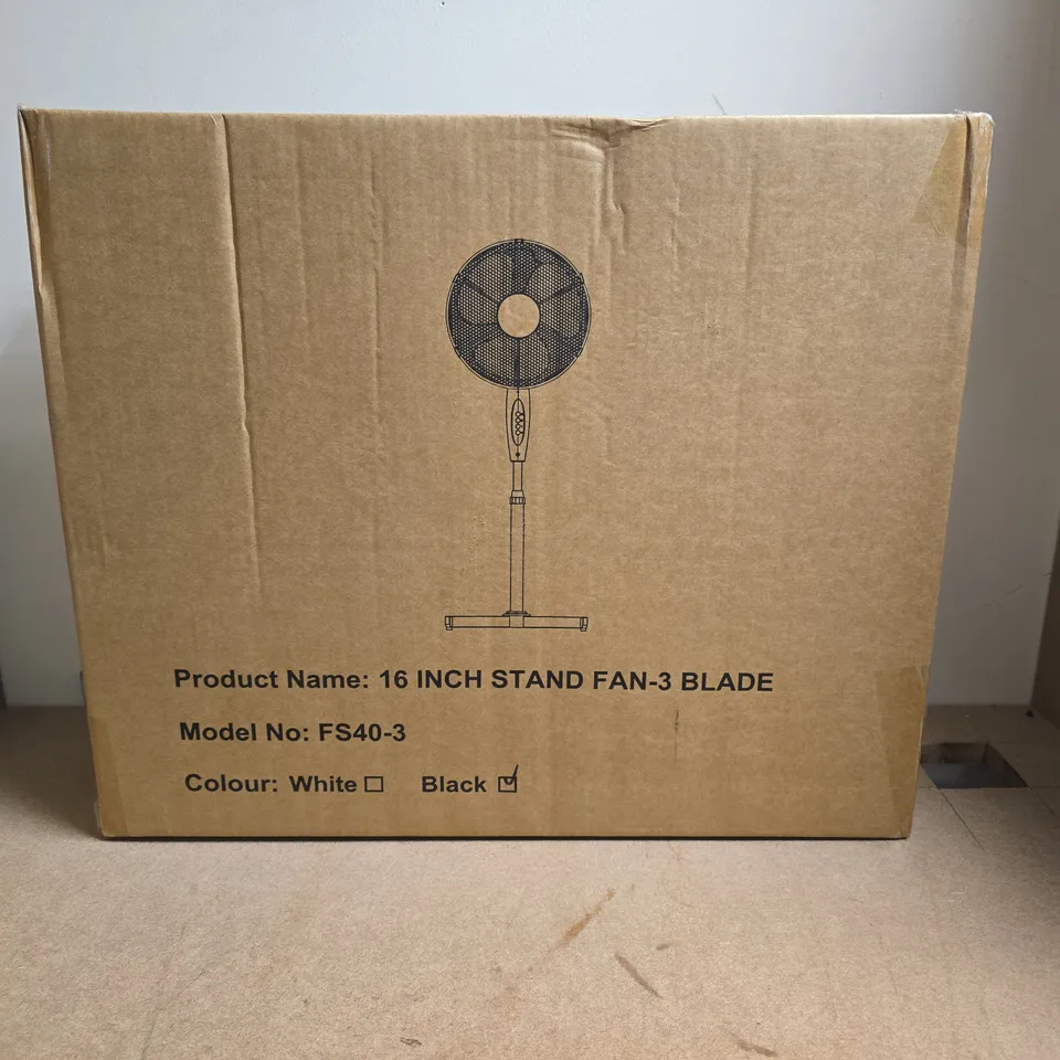BOXED 16" STAND FAN-3 BLADE (FS40-3) – BLACK