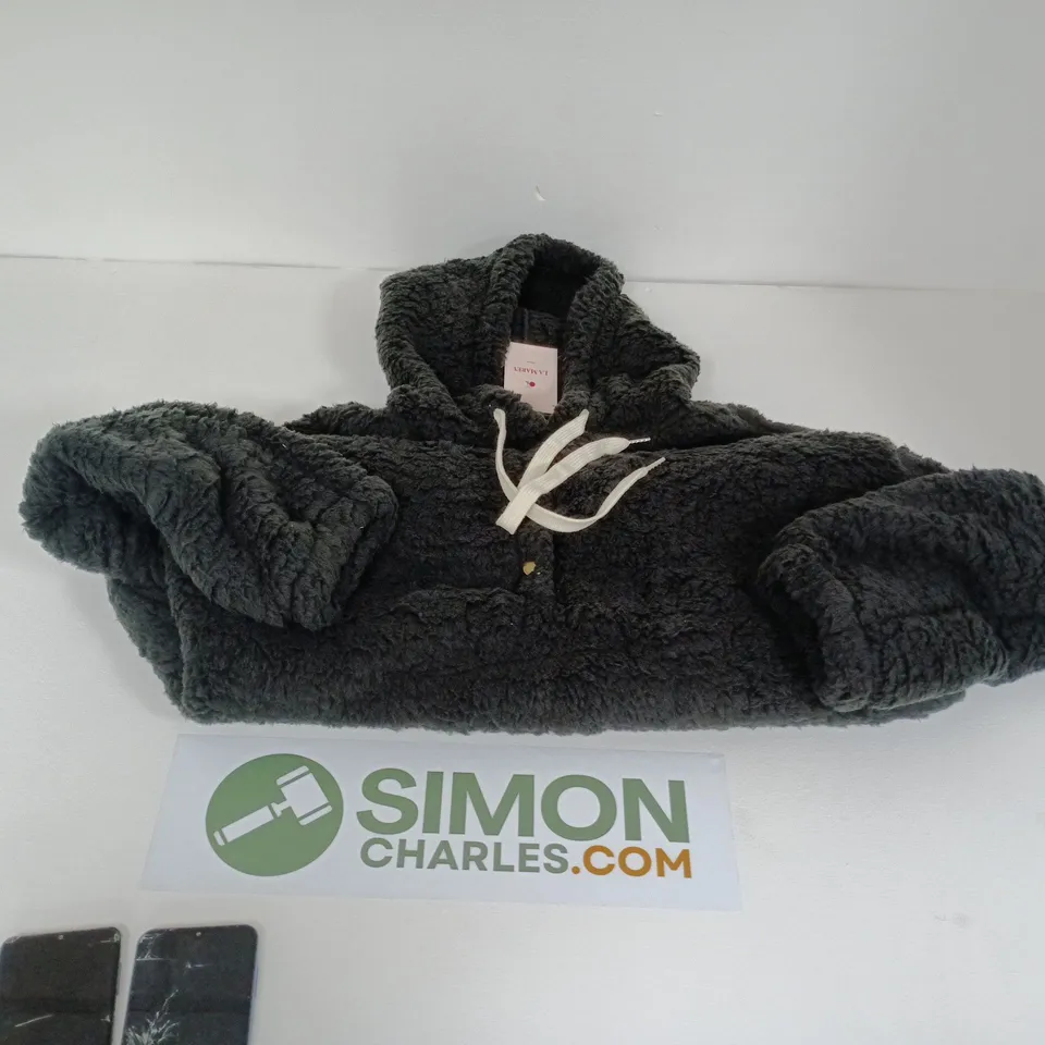 A BOX OF APROXIMATELY 5 LA MAREY LONDON FLUFFY HOODED COAT –BLACK WOMEN’S