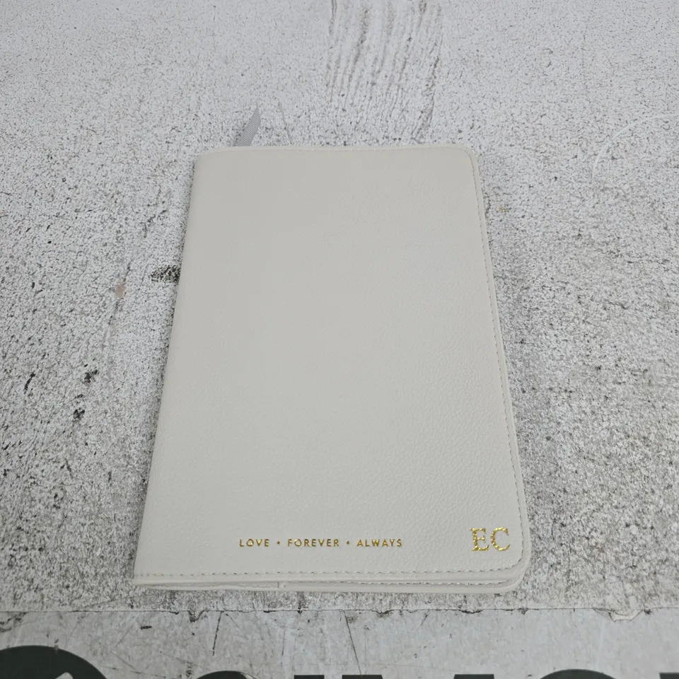 KATIE LOXTON WHITE LEATHER NOTEBOOK/JOURNAL – EC INITIALS