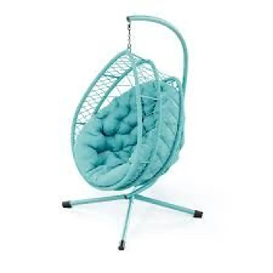 OUTLET GARDEN STORIES OSLO COLLAPSING HANGING EGG CHAIR TURQUOISE