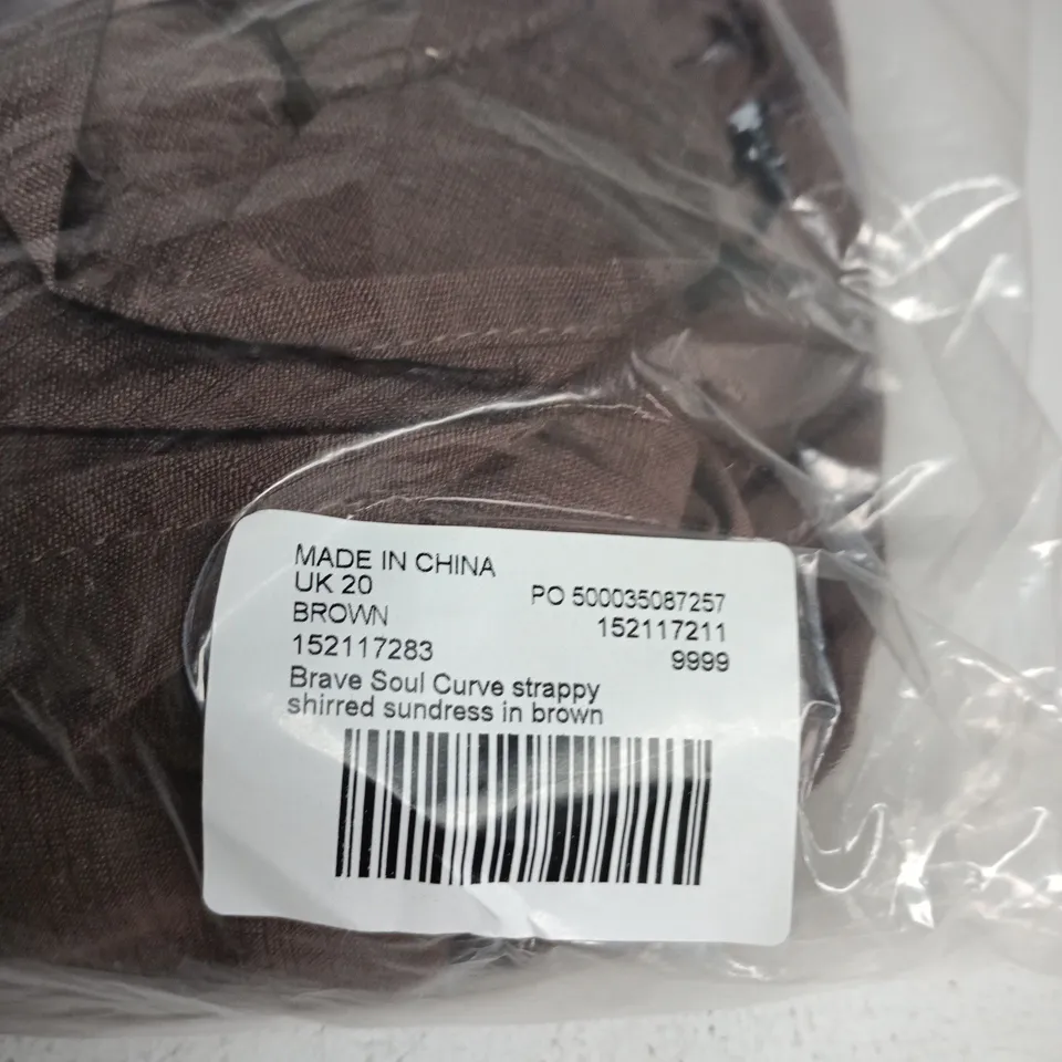 BRAVE SOUL CURVE STRAPPY SHIRRED SUNDRESS – UK 20, BROWN