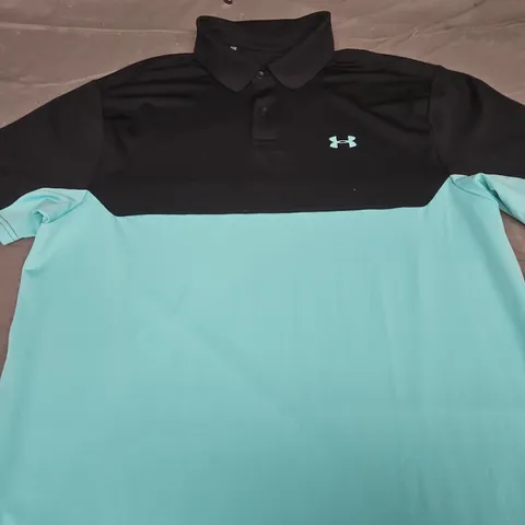 UNDER ARMOUR POLO SHIRT β BLACK & TEAL - SIZE L