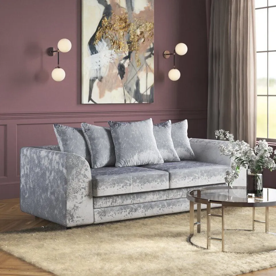 ROMELIA 3 SEATER SOFA SILVER