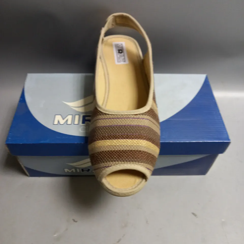 BOXED MIRAK CLASSIC BROWN CARLA SLING BACK SANDALS SIZE EU 42
