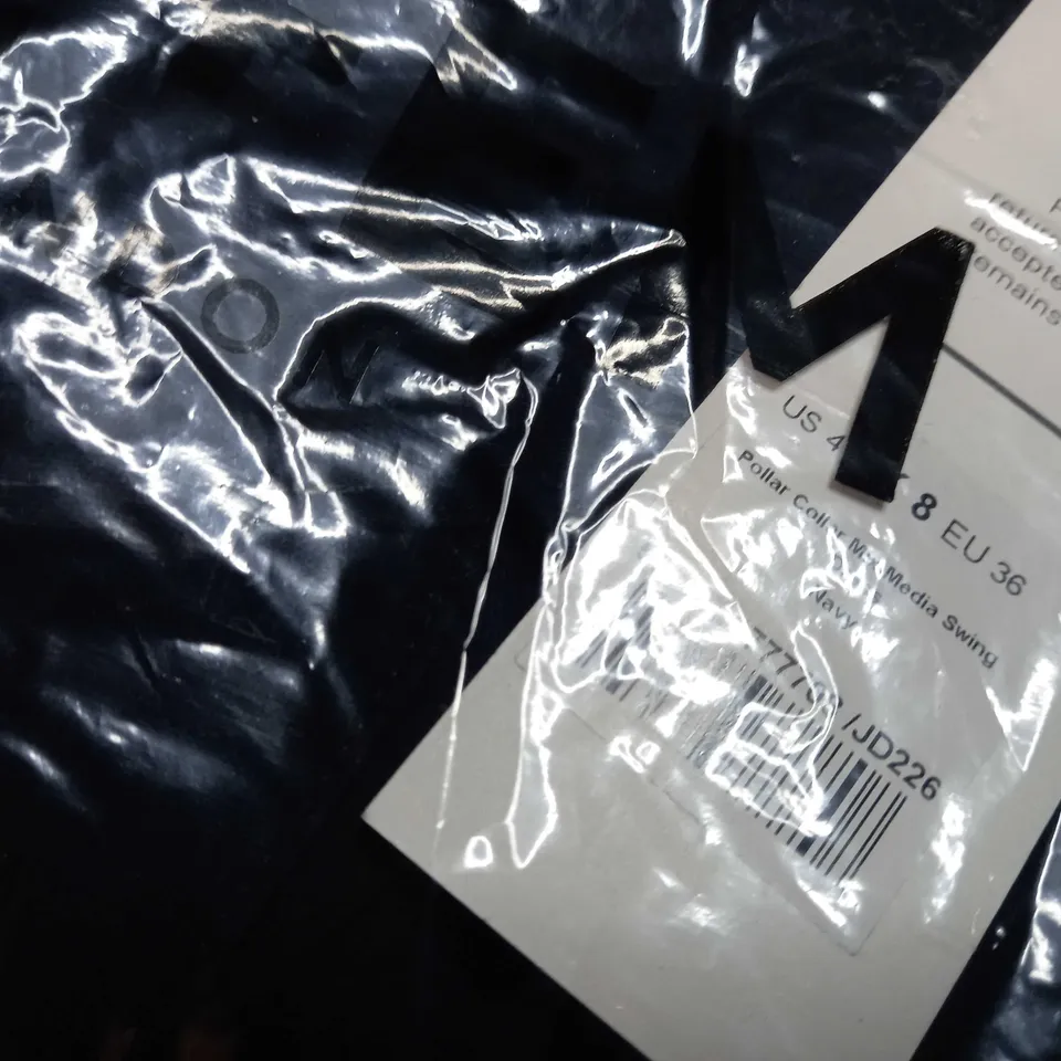 ME+ME NAVY POLLAR COLLAR MIX MEDIA SWING DRESS - SIZE 8