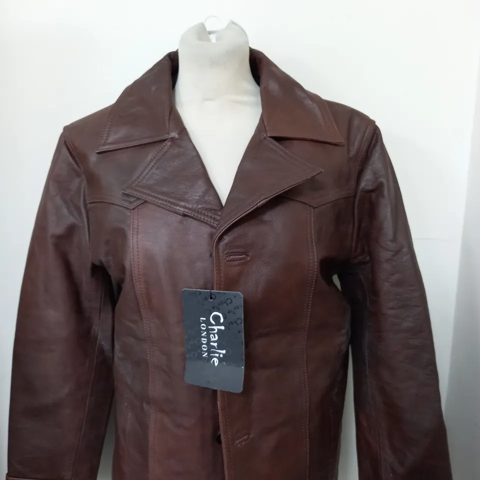 CHARLIE LONDON HEIST JACKET IN VINTAGE BROWN SIZE S 