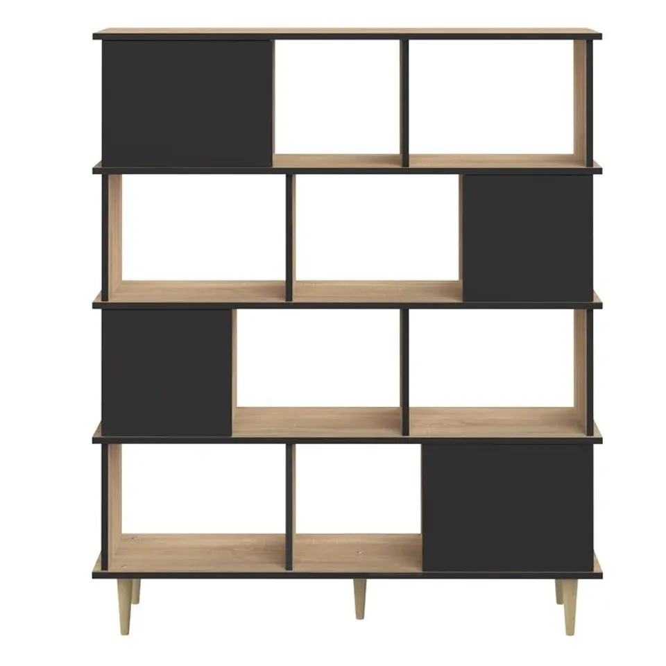 BOXED ICONIC BOOKSHELF OAK & BLACK (2 BOXES)