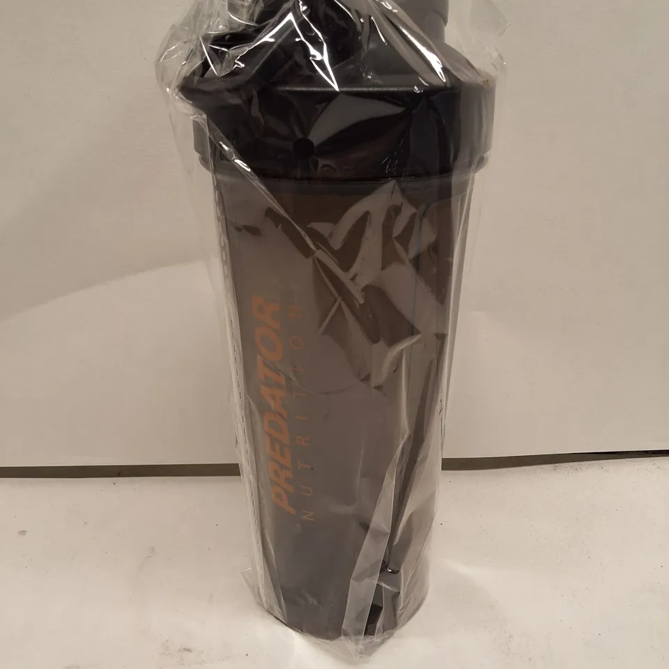 PREDATOR NUTRITION SHAKER BOTTLE – BLACK/GRAY WITH ORANGE LOGO