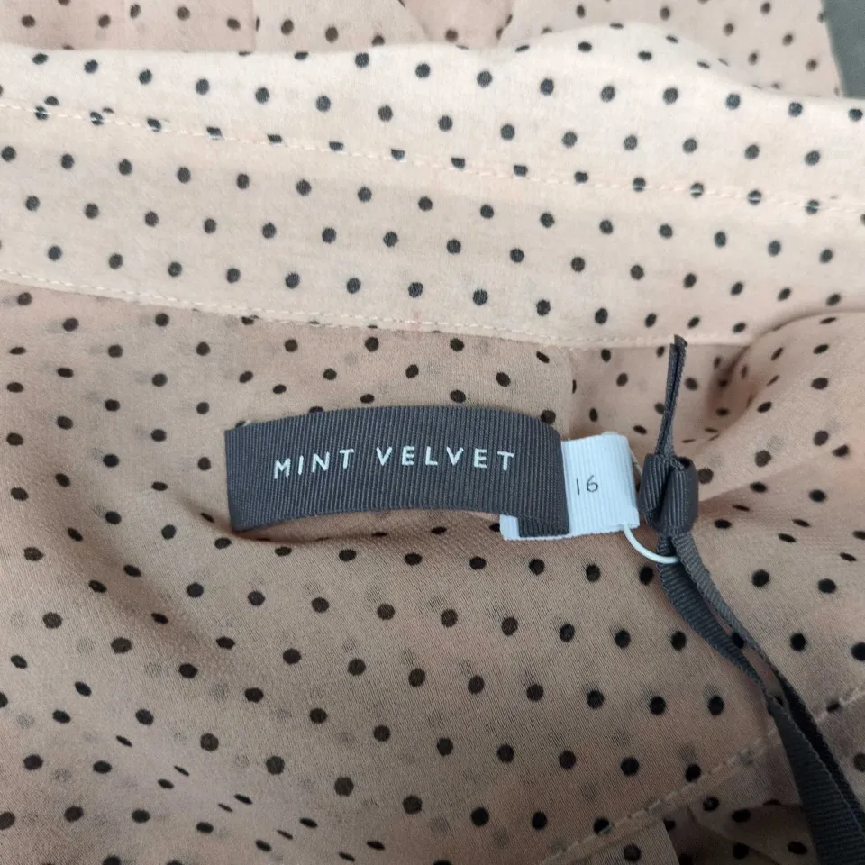 MINT VELVET BLUSH PINK POLKA DOT BLOUSE, UK 16