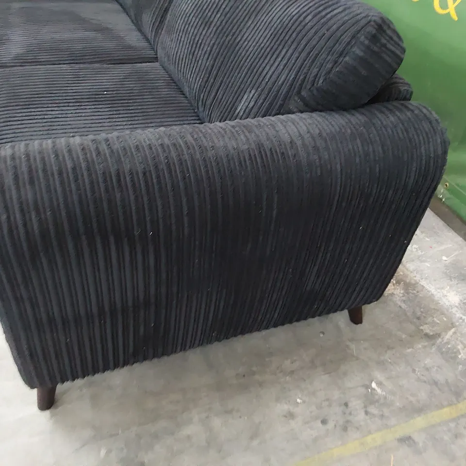 DESIGNER THREE SEATER SOFA BLACK JUMBO CHORD 