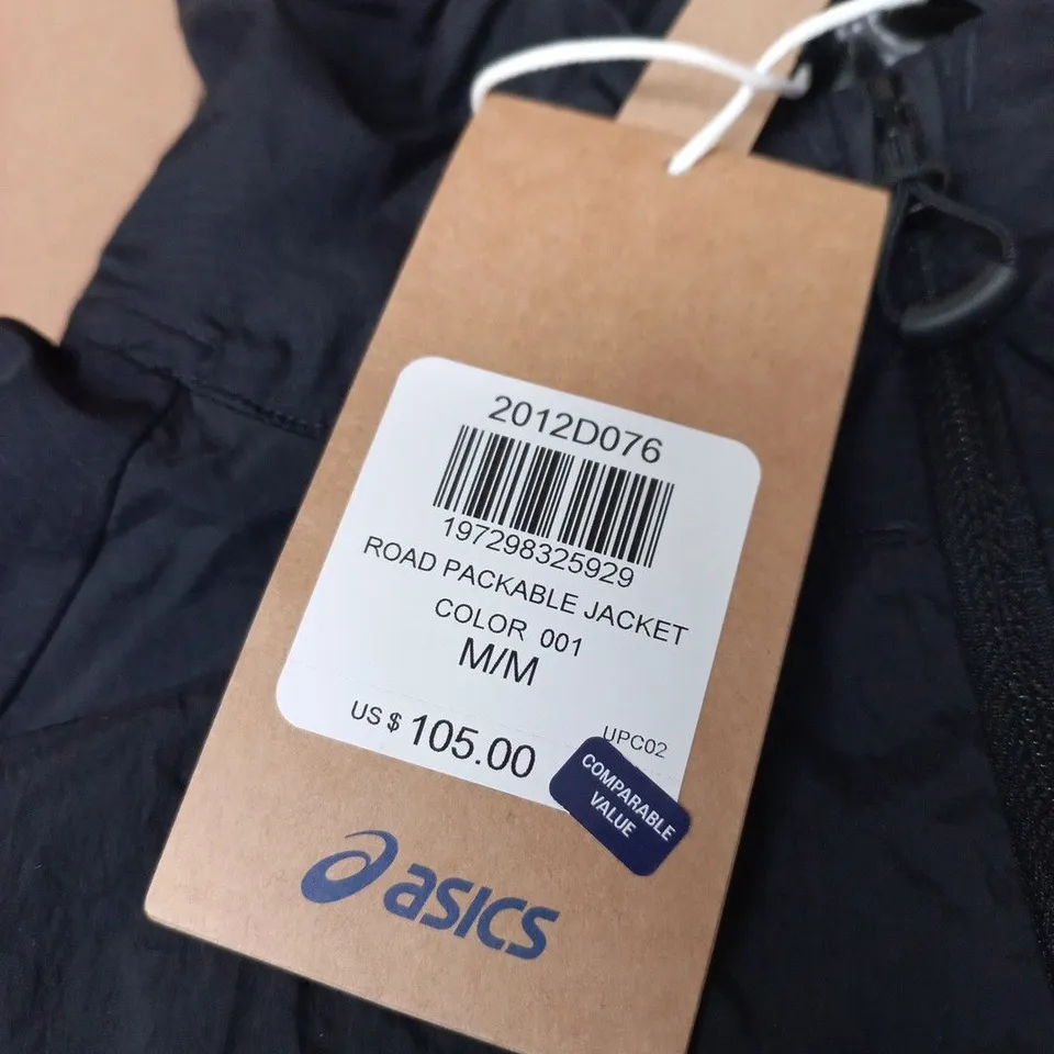 ASICS ROAD PACKABLE JACKET – BLACK, MEN'S - SIZE M