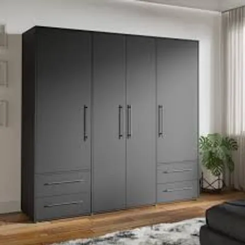BOXED MINIJA 4 DOOR WARDROBE - BLACK (4 BOXES)
